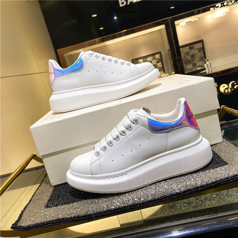 new muffin all-match thick-soled sports McQueen small white shoes women's leather casual shoes women's single shoes large size women's shoes