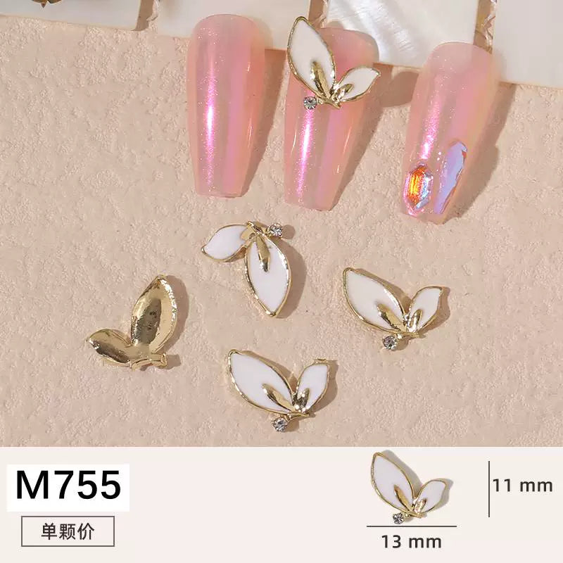 Net red manicure small fragrant wind jewelry love bunny new bow camellia dripping oil nail decoration stickers