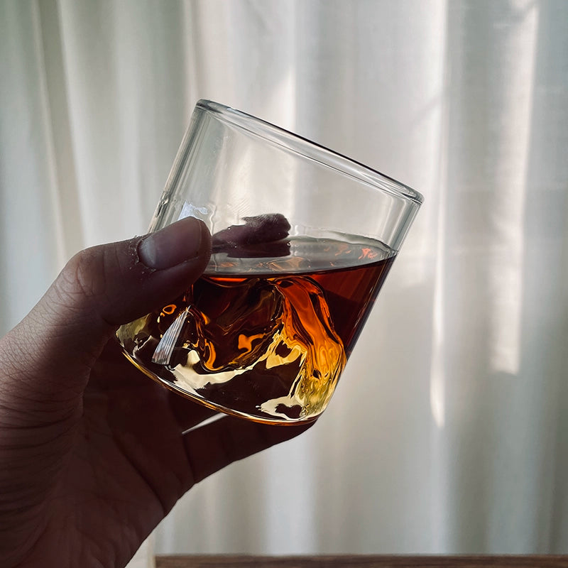 Japanese-style light luxury creative niche whiskey glass mountain viewing cup glass Mount Fuji cup heat-resistant coffee tea cup