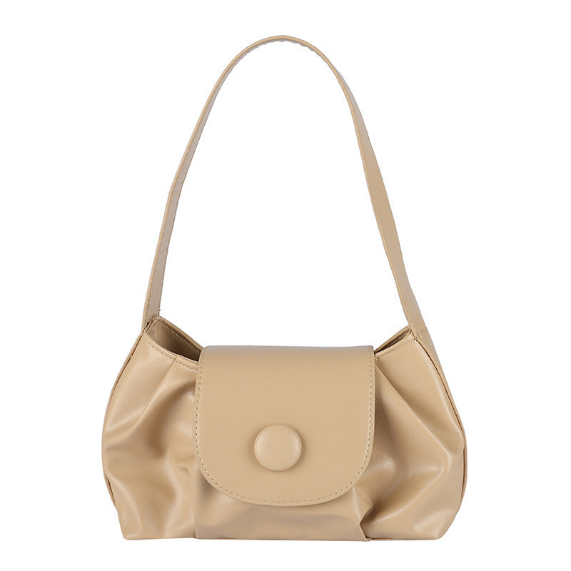 Pure color bag women new trendy Korean version simple shoulder Messenger bag spring and summer new small fresh saddle bag