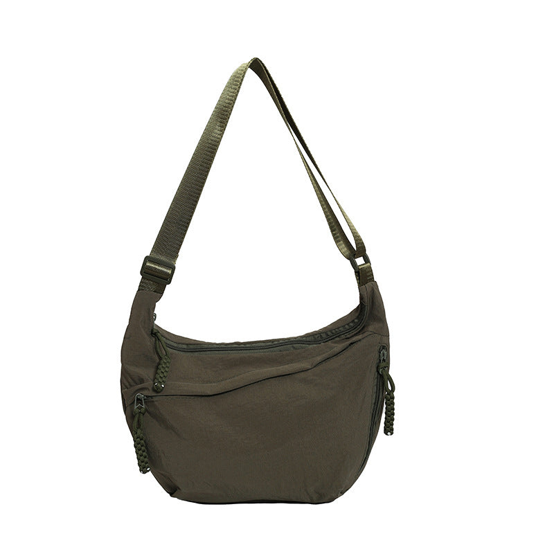 Solid Color Trend Personality Shoulder Bag Bag Women's Daily Simple Dumpling Bag Versatile Nylon Crossbody Bag Women's Casual