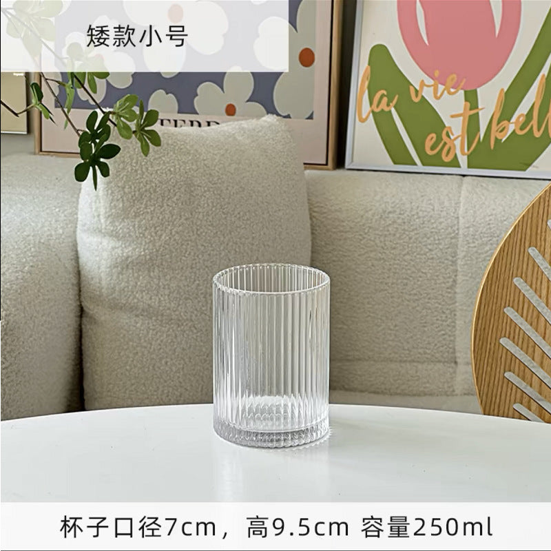 Long drink glasses, bar cocktail glasses, juice cups, drink cups, vertical ins, Internet celebrity cups, water cups, striped glasses