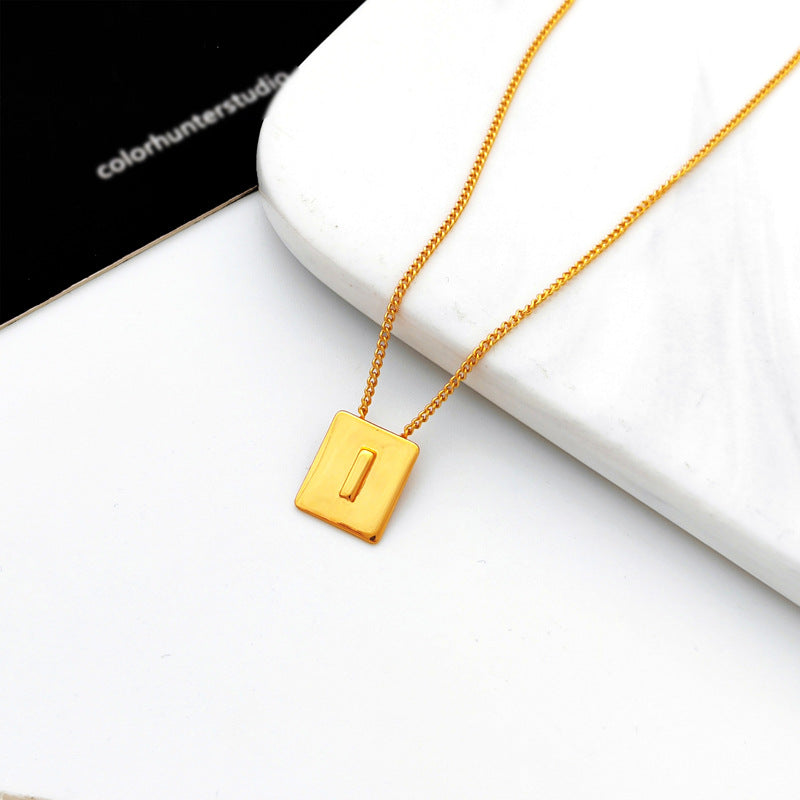 Copper-plated real gold European and American retro simple geometric letter necklace personality trendy necklace net red collarbone chain T547
