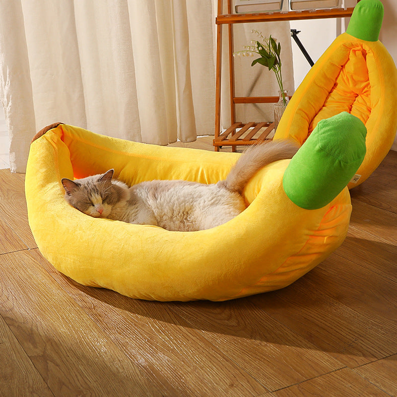 Pet kennel detachable and washable four seasons universal dog kennel banana boat shape pet bed dog mat warm cat kennel