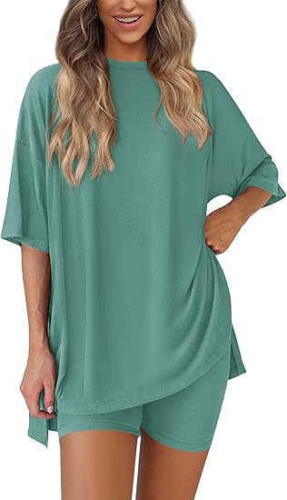 spring/summer European and American new loose fashion solid color casual short-sleeved shorts two-piece set