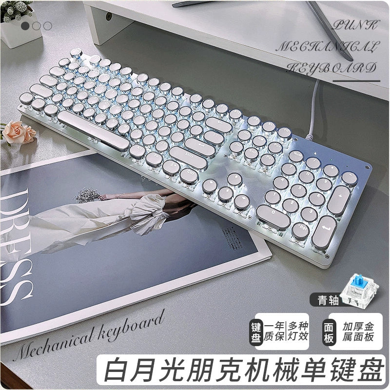 Wrangler real mechanical keyboard girl office game computer wired green axis gaming special mouse set white