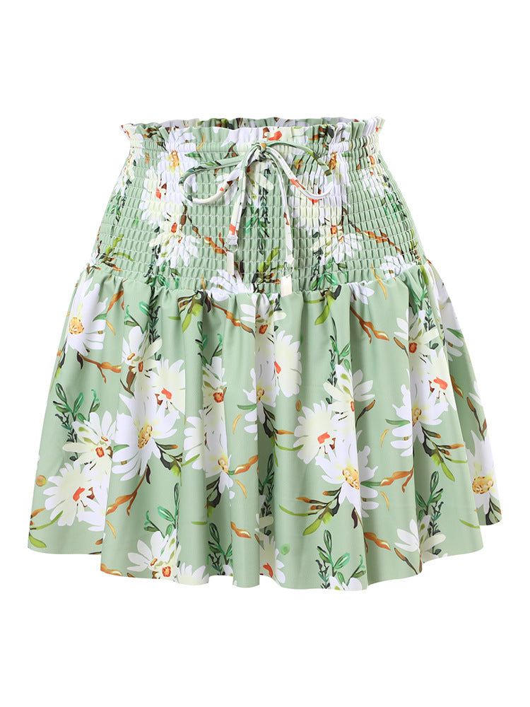Women's Retro One-Piece Swimsuit โ Double Fabric, Modest Design, Printed Polyester Skirt, Large Size Beachwear