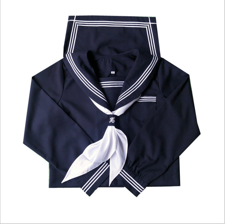 Autumn Japanese JK suit female student loose college style navy collar shirt + ins high waist half body full two-piece suit