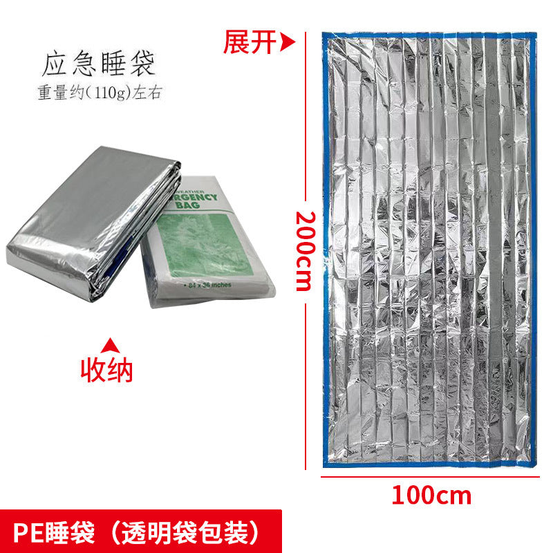 Support cross-border consignment of labeled outdoor emergency sleeping bags, portable survival raincoats, hiking, camping, and thermal insulation raincoats
