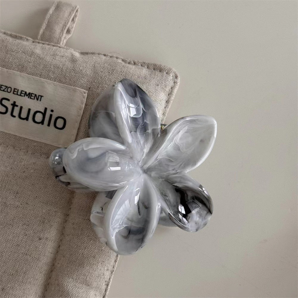 marbled grab clip Sweet and fresh frangipani hair clip Summer high-end shark hair clip