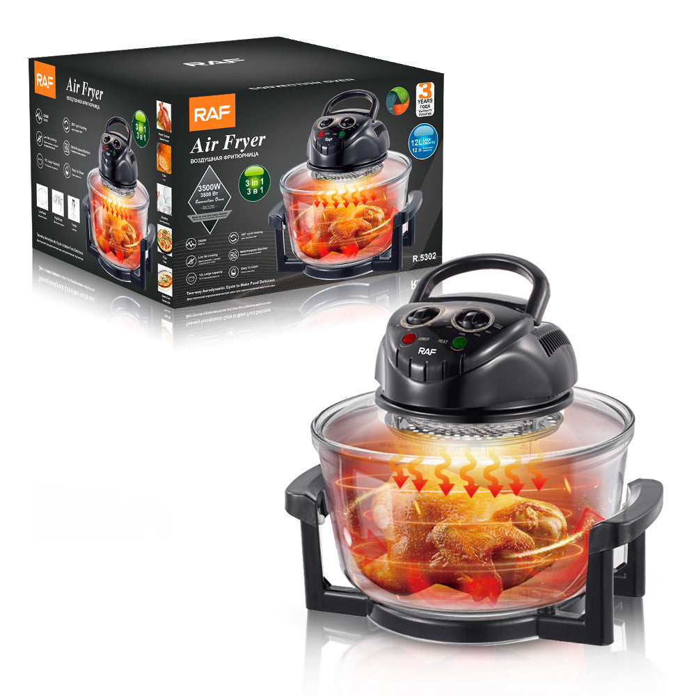 Smart 12L Glass Air Fryer Multi-Function Light Wave Oven with Visual Window Oil-Free Cooking Appliance for Home & Gifts