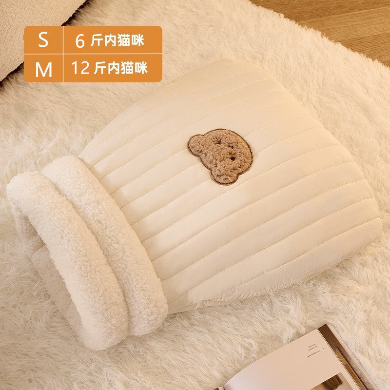 Autumn and winter warm cat nest sleeping bag drill hole nest closed kitten nest security dog nest drill quilt