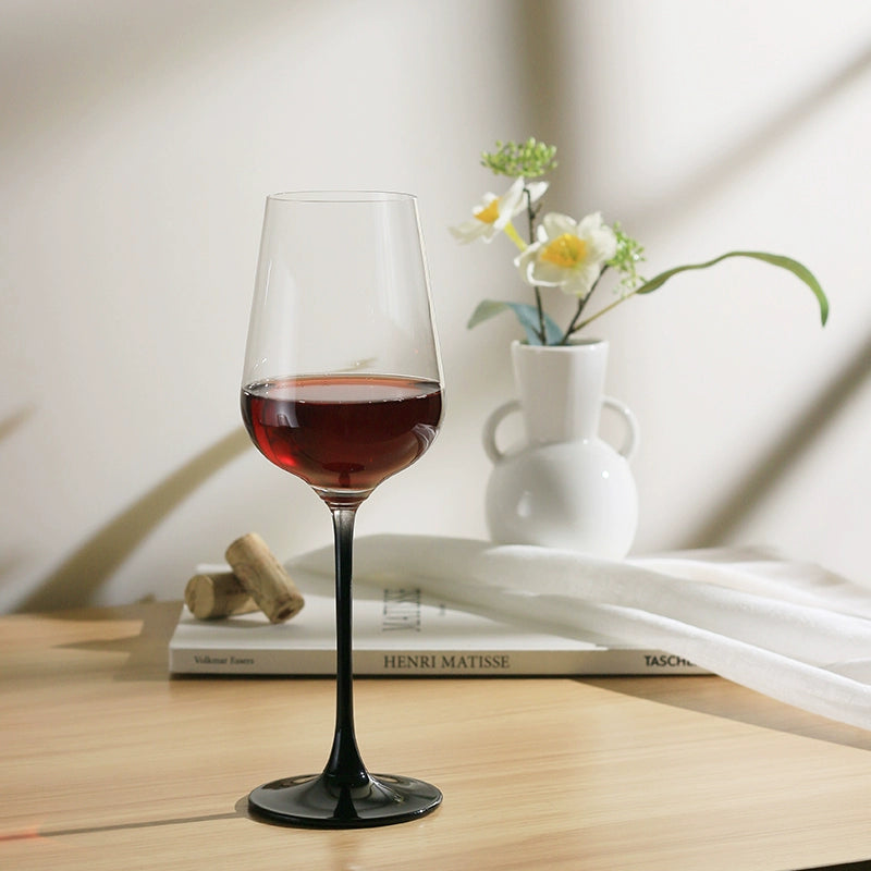 Rose Life Classic Black Red Cup Stem Goblet Red Wine Glass Slender Light Surplus Sound Pleasant