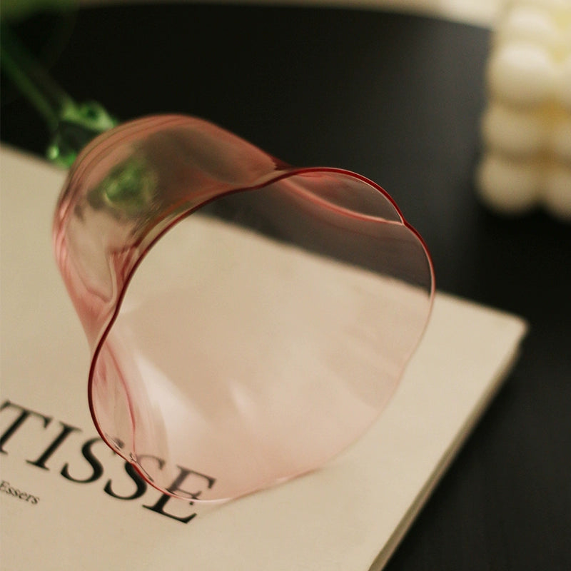 French retro style red wine glass Moshang flowers blooming wine goblet flower shape cup Valentine's Day Tanabata gift