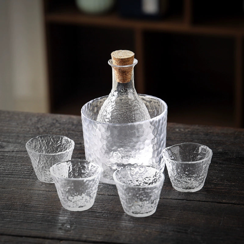Retro ice dew Japanese wine glass sake glass glass white wine glass set spirit glass wine set wine dispenser wine cup