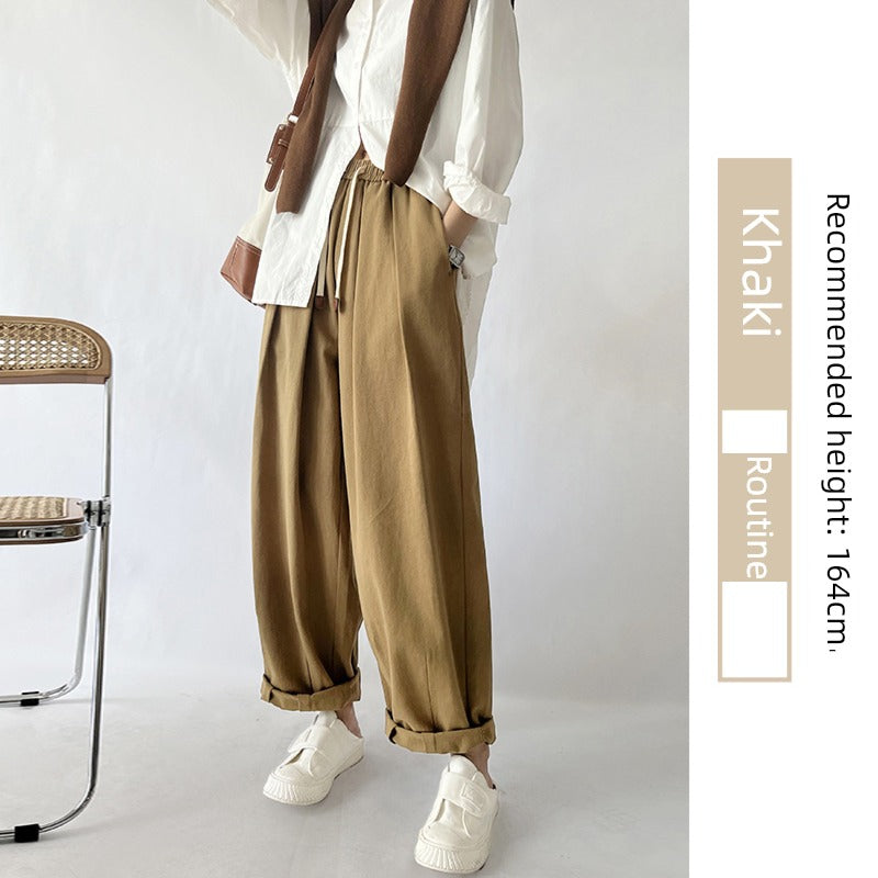 Khaki Lantern Japanese High Waist Casual Overalls