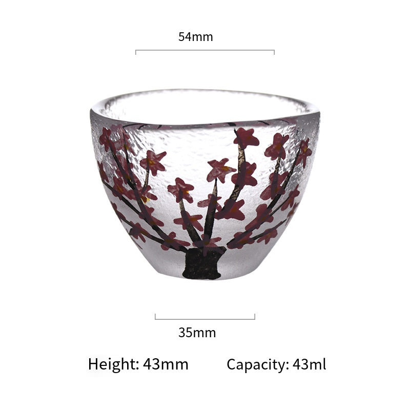 Japanese-style plum blossom thumb sake pot sake cup set creative plum blossom frosted glass wine dispenser liquor set wholesale