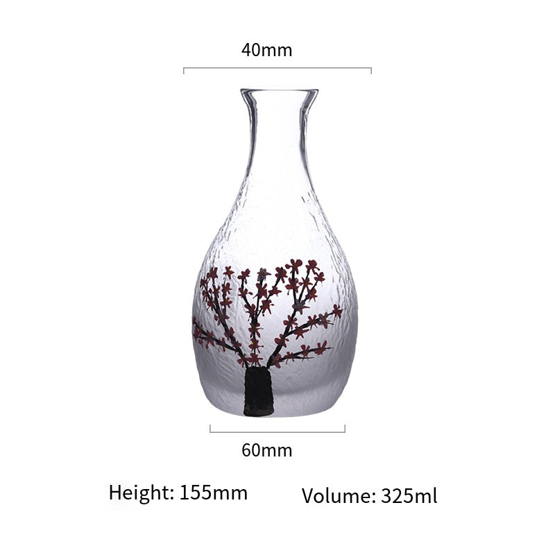Japanese-style plum blossom thumb sake pot sake cup set creative plum blossom frosted glass wine dispenser liquor set wholesale