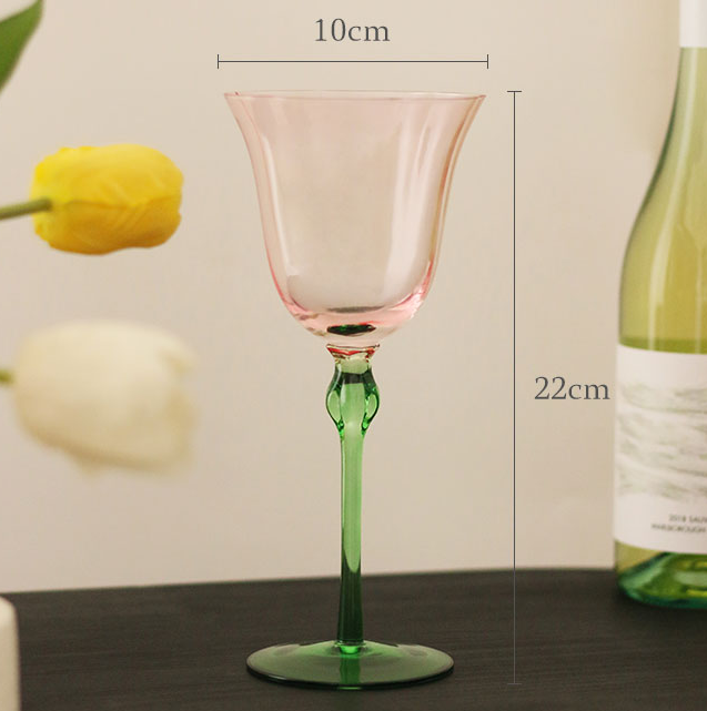 French retro style red wine glass Moshang flowers blooming wine goblet flower shape cup Valentine's Day Tanabata gift