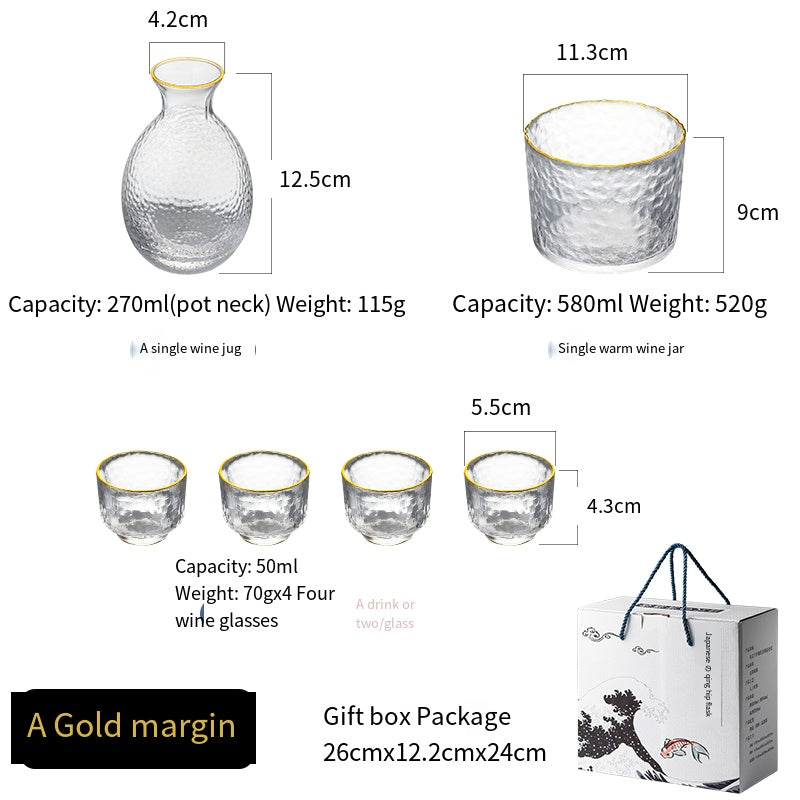 Japanese style glass creative liquor wine set household small wine glass wine dispenser wine jug sake cup fruit wine plum