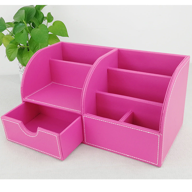 Desktop Office Storage Box Organizer Business Card Box Home With Drawer Organizer Box Creative Leather Pen Holder Manufacturer