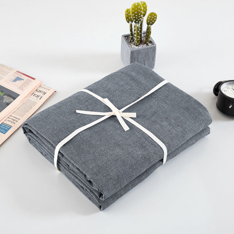 Cotton yarn-dyed washed cotton single product bed sheet fitted pillowcase Japanese style unprinted simple plaid solid color quilt cover