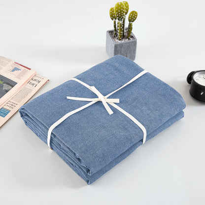 Cotton yarn-dyed washed cotton single product bed sheet fitted pillowcase Japanese style unprinted simple plaid solid color quilt cover