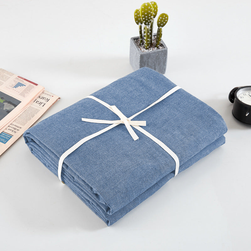 Cotton yarn-dyed washed cotton single product bed sheet fitted pillowcase Japanese style unprinted simple plaid solid color quilt cover