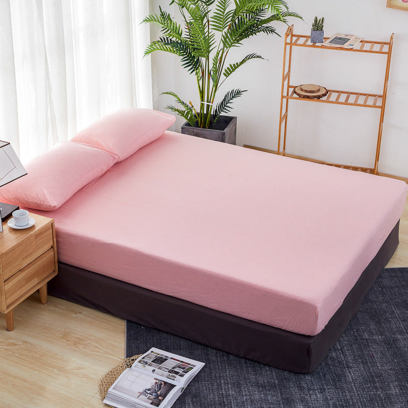 Cotton yarn-dyed washed cotton single product bed sheet fitted pillowcase Japanese style unprinted simple plaid solid color quilt cover