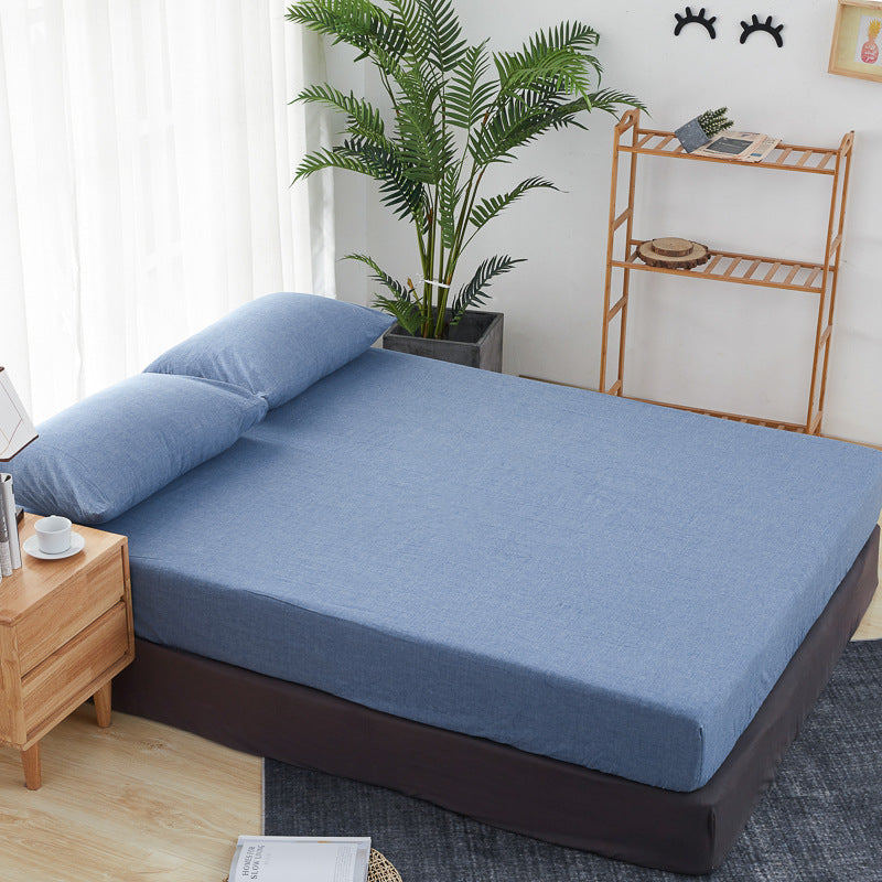 Cotton yarn-dyed washed cotton single product bed sheet fitted pillowcase Japanese style unprinted simple plaid solid color quilt cover