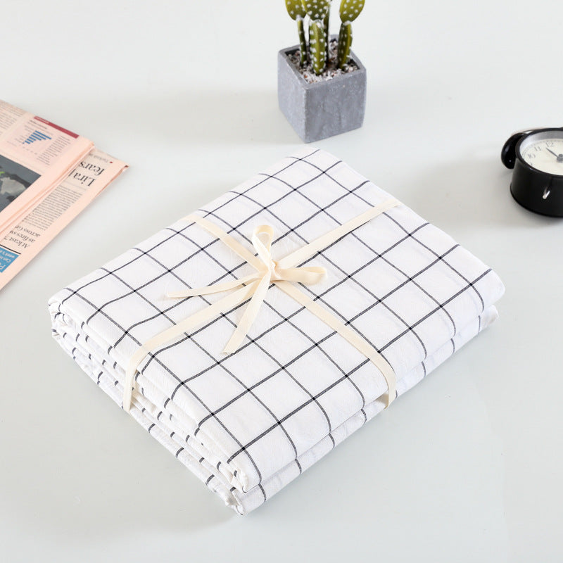 Cotton yarn-dyed washed cotton single product bed sheet fitted pillowcase Japanese style unprinted simple plaid solid color quilt cover