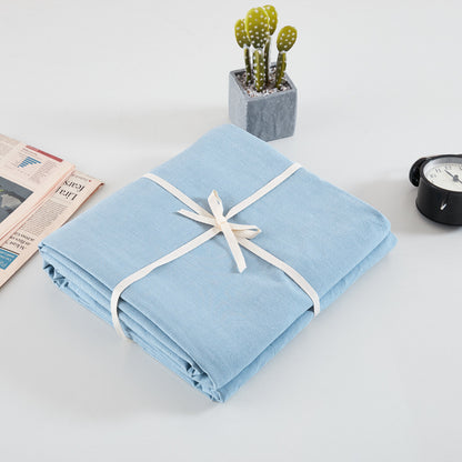 Cotton yarn-dyed washed cotton single product bed sheet fitted pillowcase Japanese style unprinted simple plaid solid color quilt cover