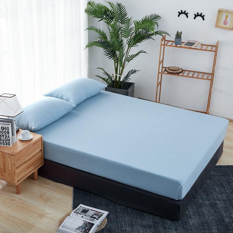 Cotton yarn-dyed washed cotton single product bed sheet fitted pillowcase Japanese style unprinted simple plaid solid color quilt cover