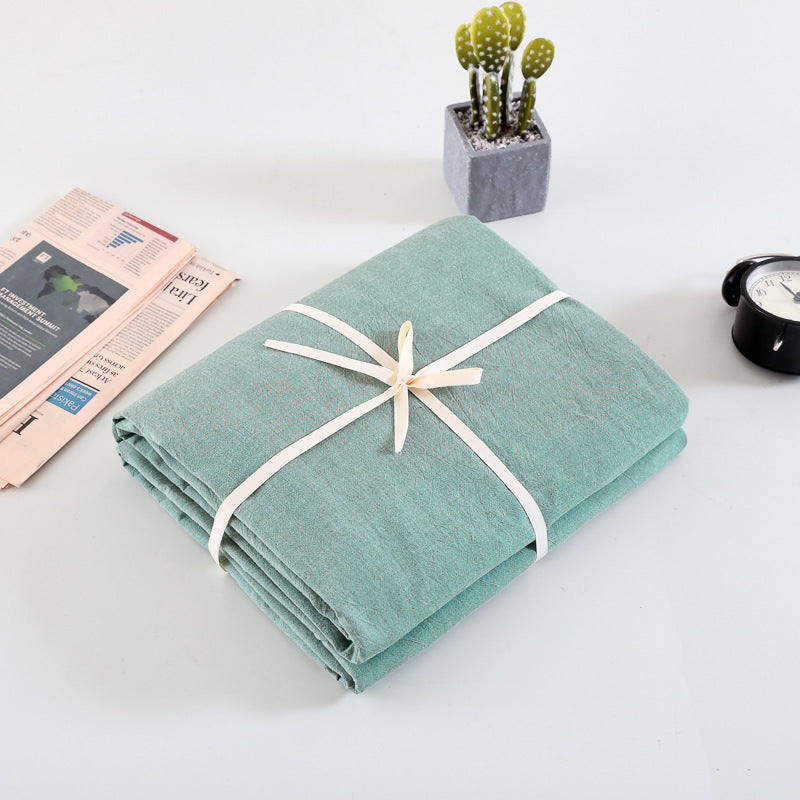Cotton yarn-dyed washed cotton single product bed sheet fitted pillowcase Japanese style unprinted simple plaid solid color quilt cover