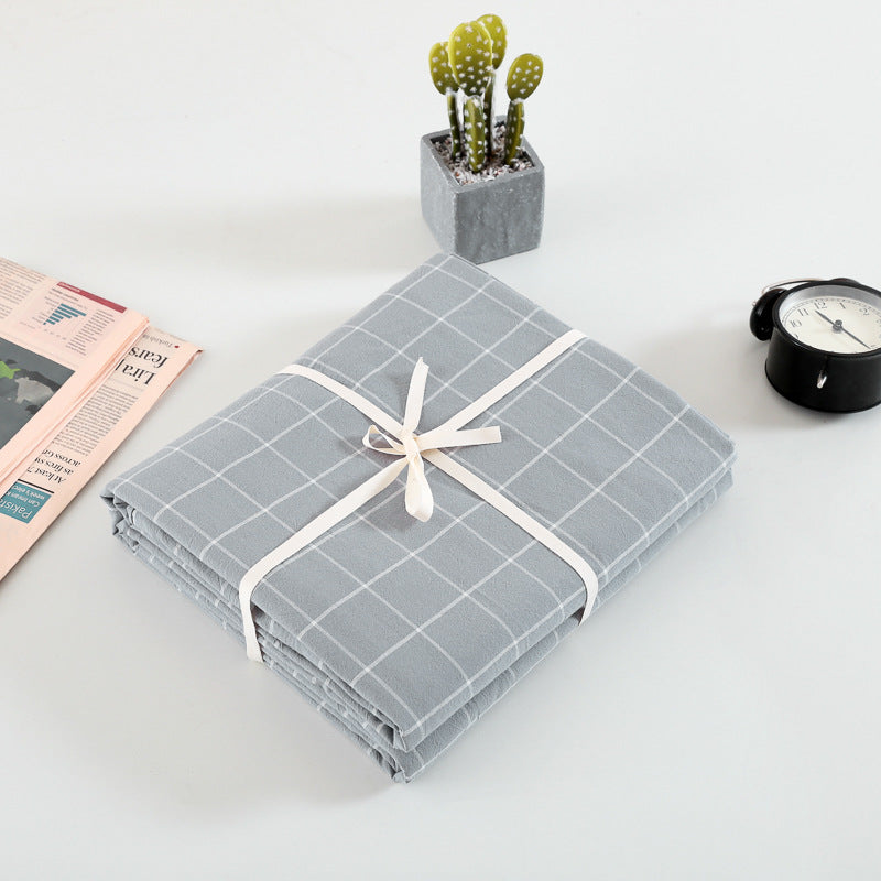 Cotton yarn-dyed washed cotton single product bed sheet fitted pillowcase Japanese style unprinted simple plaid solid color quilt cover