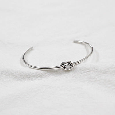 AS122 Korean Korean version S925 sterling silver simple plain silver antique craft single knot open bracelet bracelet