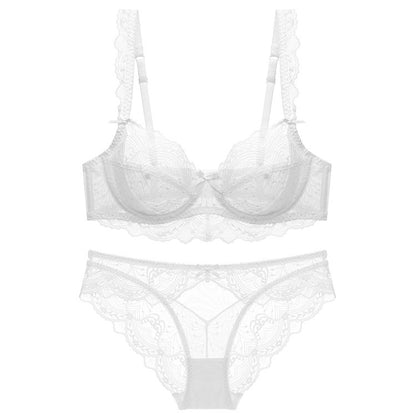 Plus Size Sexy Black Lace Lingerie Set – Ultra-Thin Transparent Bra & Panty | European & American