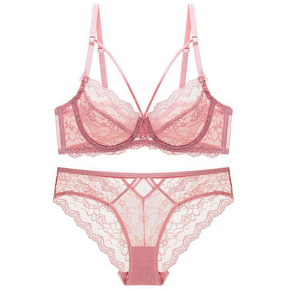 Ultra-thin and sexy lace bra set - D/E cup | Plus-size lingerie for large breasts
