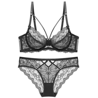 Ultra-thin and sexy lace bra set - D/E cup | Plus-size lingerie for large breasts