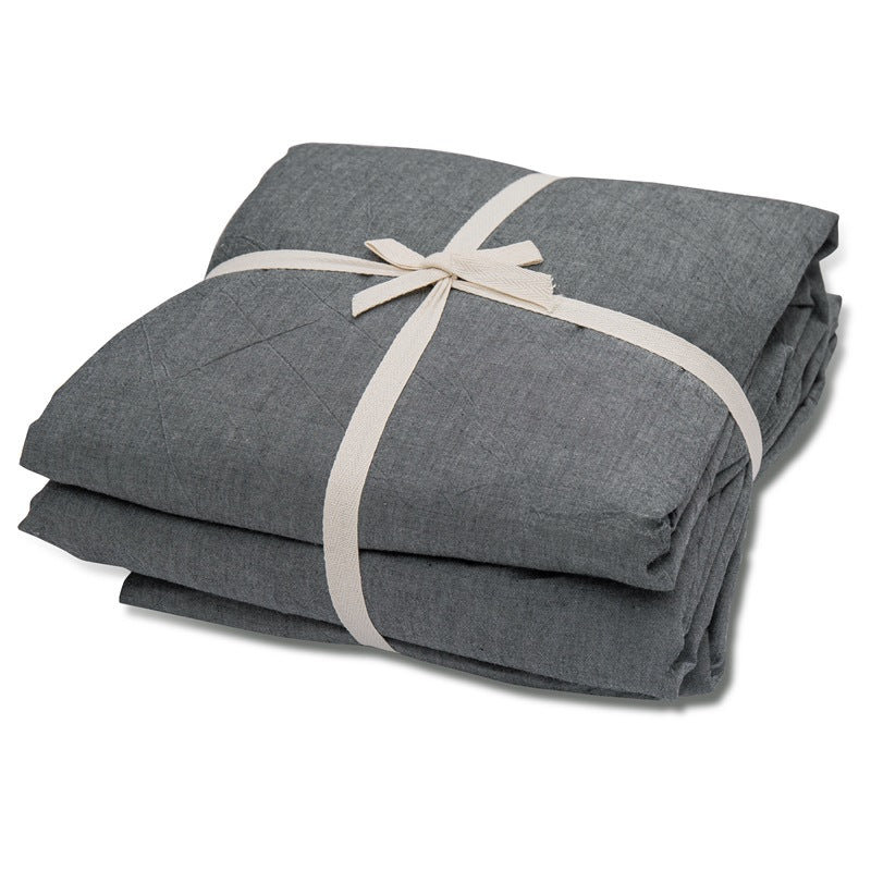 Japanese-style unprinted washed cotton four-piece good-quality cotton-dyed washed bedding bedding hotel student bedding