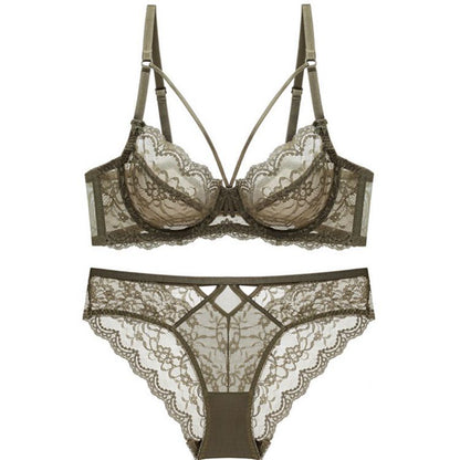 Ultra-thin and sexy lace bra set - D/E cup | Plus-size lingerie for large breasts