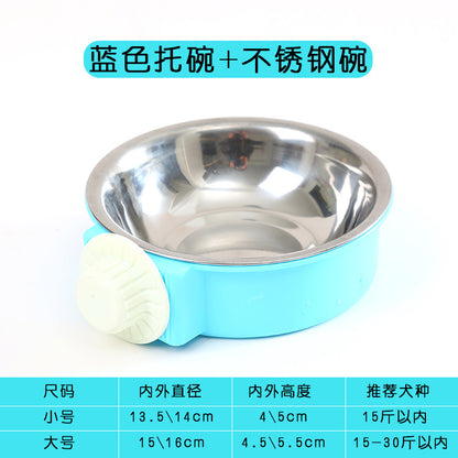 Pet Bowl Feeder Dog Cage Hanging Fixed Cat Bowl Dog Bowl Pet Stainless Steel Dog Bowl