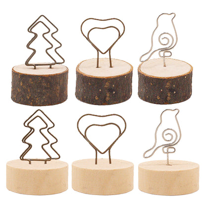 Creative crafts wooden wrought iron clip note clip cartoon business card clip bionic home decoration Japanese groceries