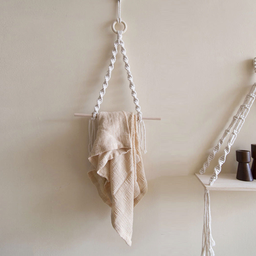 hot selling creative paper roll holder kitchen handmade cotton thread weaving punch-free hotel toilet paper holder vertical pendant