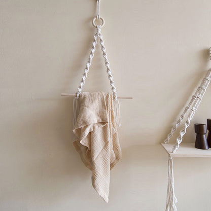 hot selling creative paper roll holder kitchen handmade cotton thread weaving punch-free hotel toilet paper holder vertical pendant