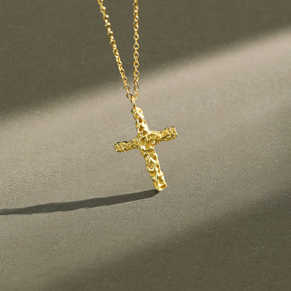 Pleated Cross Necklace