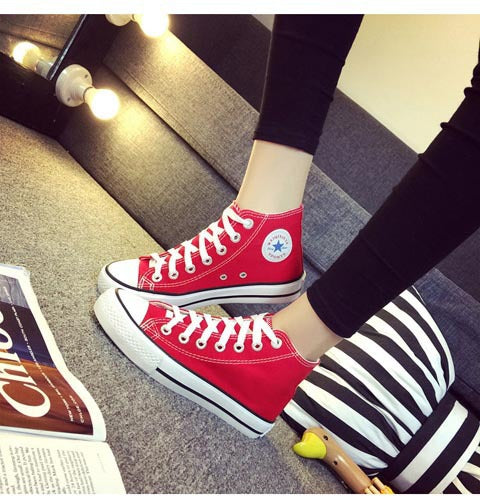 Junior high school students canvas shoes women's sneakers white shoes flat heel flat high school students big children's shoes white sneakers all-match women's