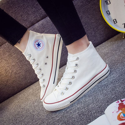 Junior high school students canvas shoes women's sneakers white shoes flat heel flat high school students big children's shoes white sneakers all-match women's