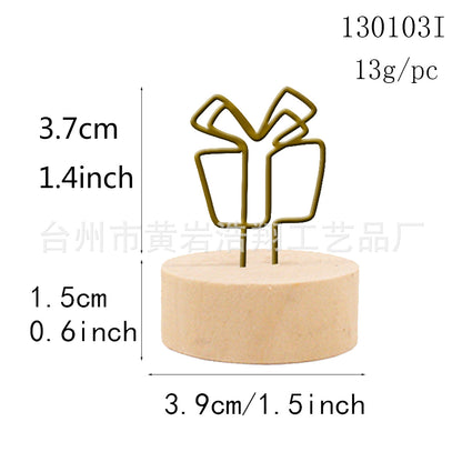 Creative crafts wooden wrought iron clip note clip cartoon business card clip bionic home decoration Japanese groceries
