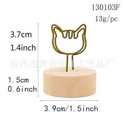 Creative crafts wooden wrought iron clip note clip cartoon business card clip bionic home decoration Japanese groceries